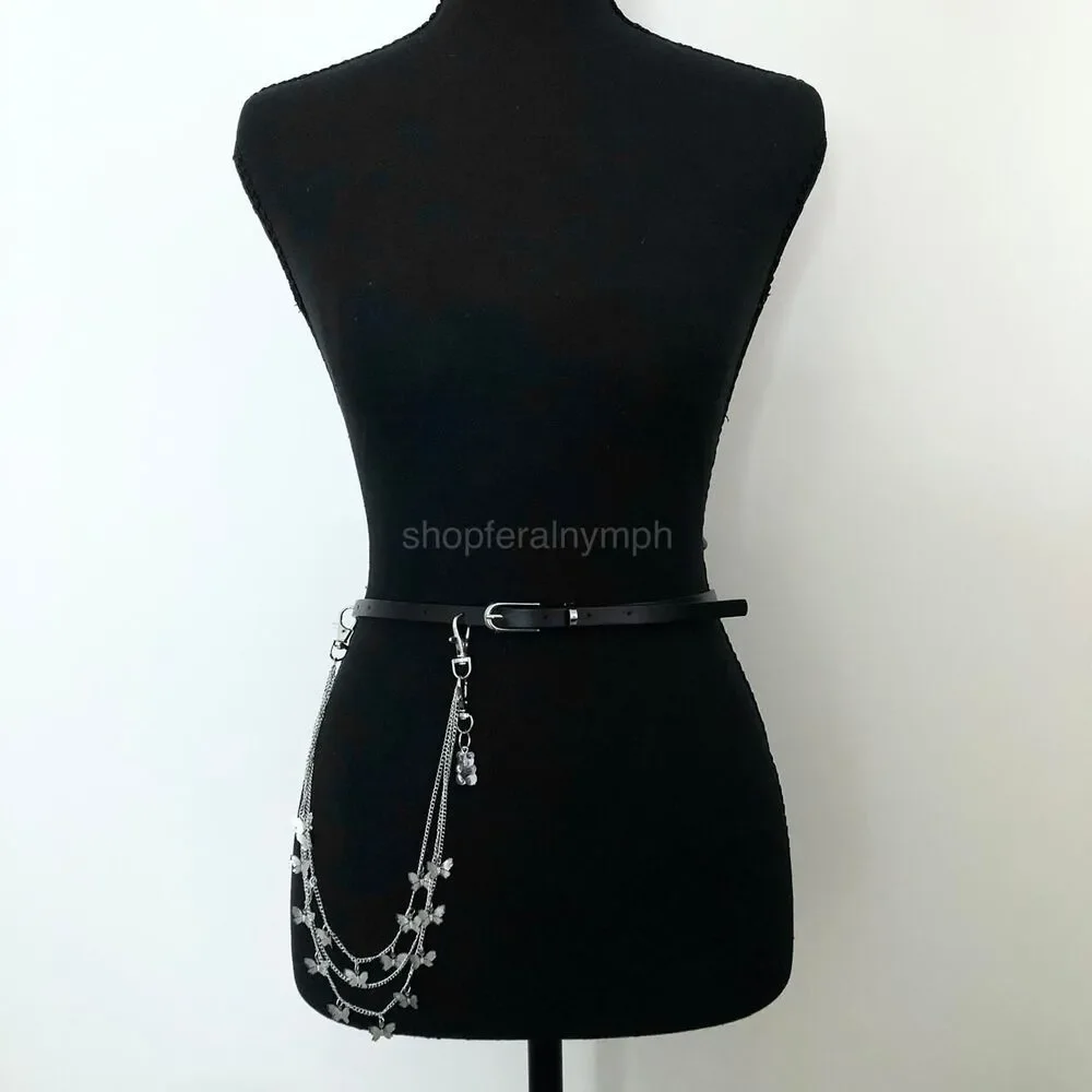 Vintage Y2K Gummy Bear Butterfly Chain Belt, Fits 33–36 Inches, X7GA1195